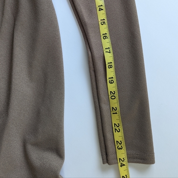 PLT Stretchy Long Sleeve Square Neck Puffy Hem Mini Dress Taupe - sz 12 - Picture 7 of 10